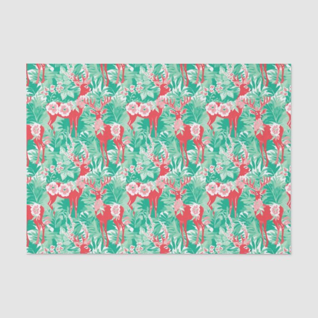 Red and Green Preppy Weihnachtsmann Seidenpapier (Vorderseite)