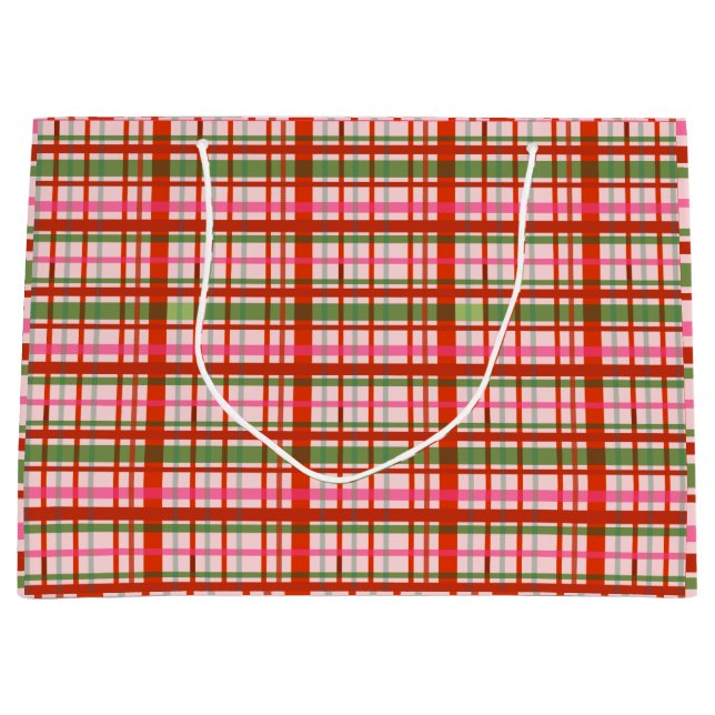 Red and Green Scotland Christmas Tartan Große Geschenktüte (Vorderseite)