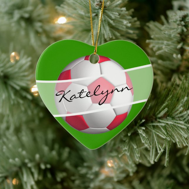 Red and Green Soccer Ball Christmas Tree Ornament (Baum)