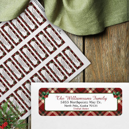 Red and Green Tartan Christmas Return Address 