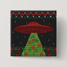 Red and Green UFO Traktor Beam Ugly Christmas