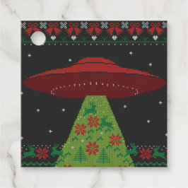 Red and Green UFO Traktor Beam Ugly Christmas Geschenkanhänger