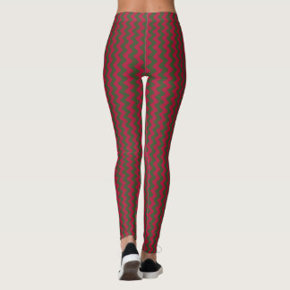 red and green zigzag  leggings