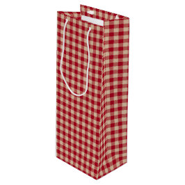 Red and Kraft Country Gingham Christmas  Geschenktüte Für Weinflaschen