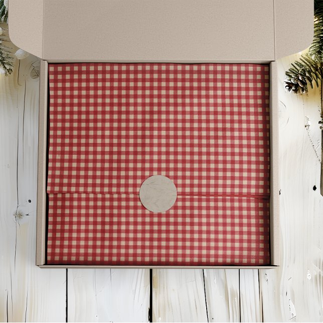 Red and Kraft Country Gingham Christmas Seidenpapier (Von Creator hochgeladen)