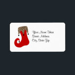 Red and Leopard Christmas Strumpf Address Label Adressaufkleber<br><div class="desc">Rot und Leopard Print Strumpf Adressetikett ist die perfekte Ergänzung zu Ihren Weihnachtskarten-Umschlägen.</div>