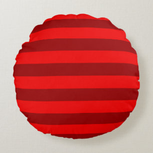 Red and Maroon Stripes Design Rundes Kissen