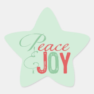 Red and Mint Peace and Joliday Star Stickers