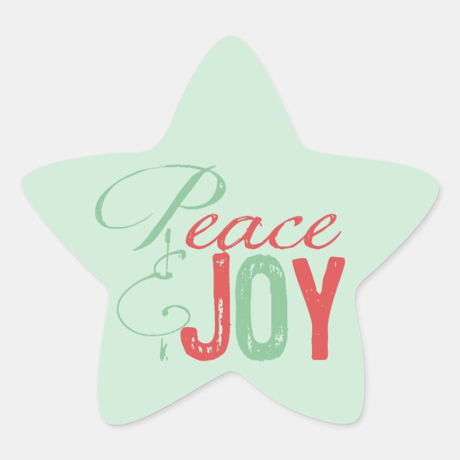 Red and Mint Peace and Joliday Star Stickers (Vorderseite)
