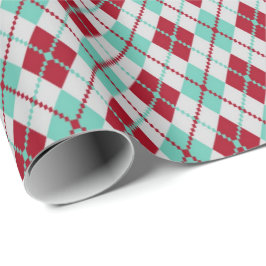 Red and Minze Green Raute Weihnachtsmuster Geschenkpapier