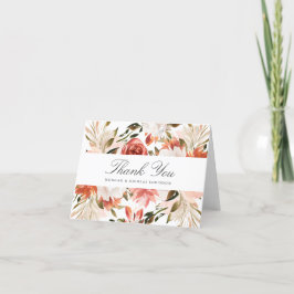 Red and Off White Floral Vielen Dank mit Namen Dankeskarte