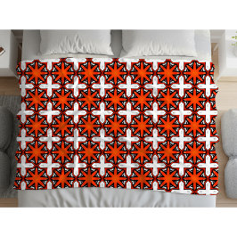 Red and orange geometric pattern  fleecedecke