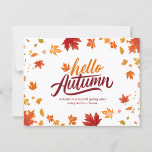 Red and Orange Hello Autumn Illustrative Postkarte