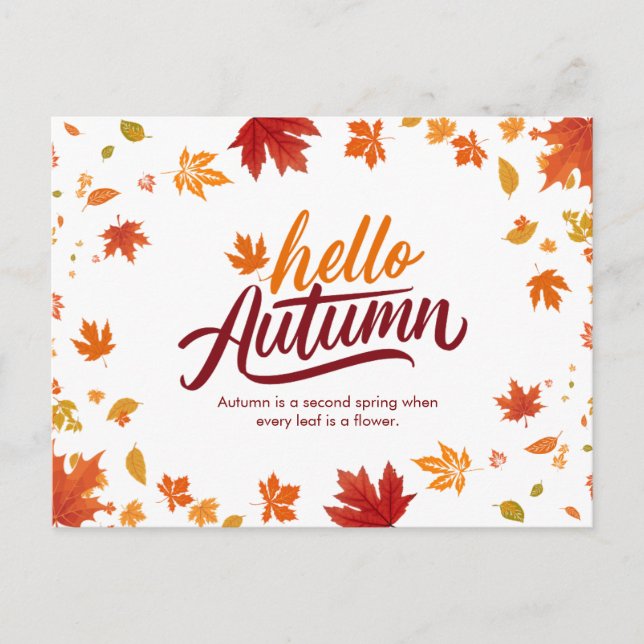 Red and Orange Hello Autumn Illustrative Postkarte (Vorderseite)