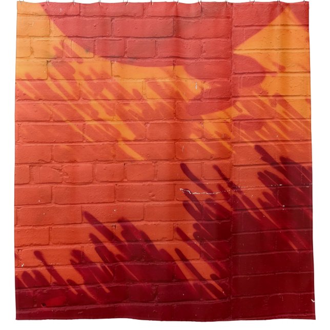 Red and orange painted brick wall duschvorhang (Vorderseite)