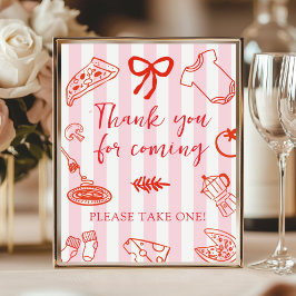 Red and Pink Baby Shower Thank you for coming Sign Poster