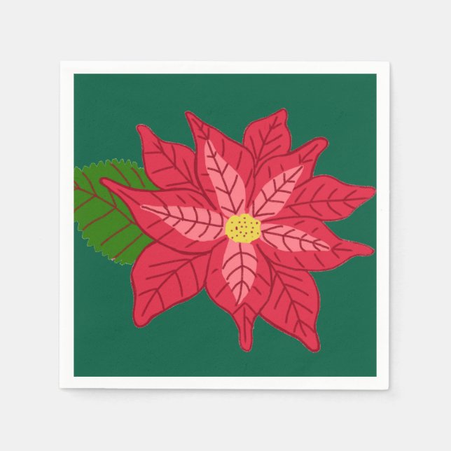 Red and Pink Christmas Poinsettia Serviette (Vorderseite)