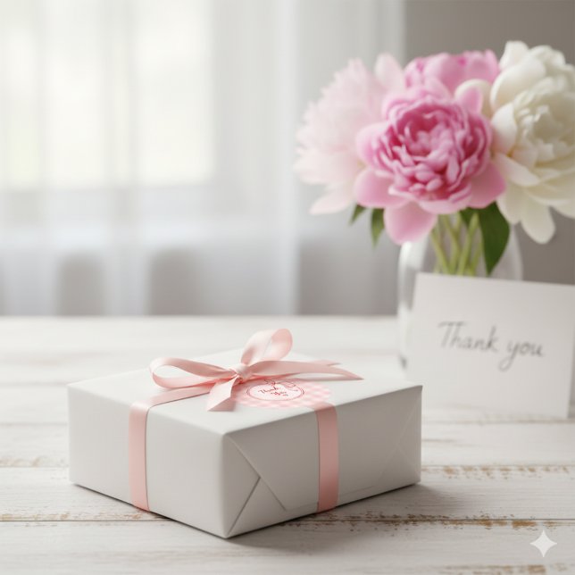 Red and Pink Coquette Thank You Circle Sticker (Red and Pink Coquette Thank You Circle Sticker)