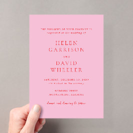 Red and Pink Elegant Classic Wedding Acryleinladungen