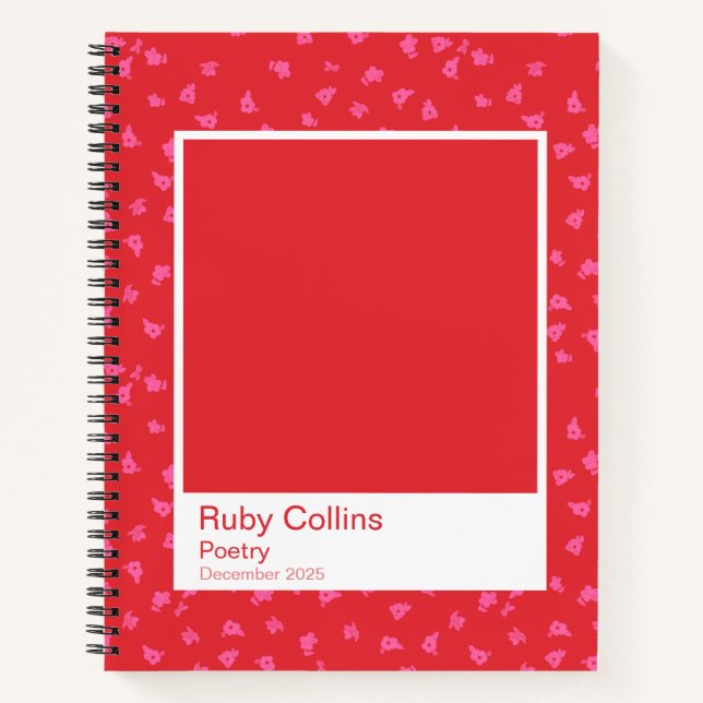 Red and Pink Floral Notebook Notizbuch (Vorderseite)