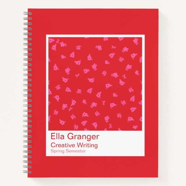 Red and Pink Floral Notebook Notizbuch (Vorderseite)