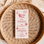 Red and Pink Retro Illustrated | Dinner Wedding Menükarte<br><div class="desc">Add a playful yet romantic touch to your celebration with our Red and Pink Retro Illustrated Dinner Wedding Menu. Featuring charming retro-inspired illustrations and a vibrant red and pink color palette, this menu card brings personality and warmth to your table décor. Perfect for vintage, fun, or modern weddings with a...</div>