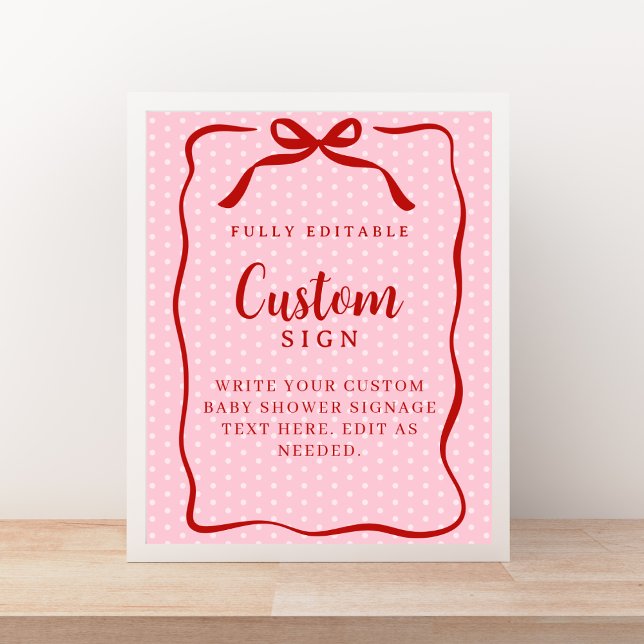 Red and Pink Valentines Baby Shower Custom Sign Poster (Von Creator hochgeladen)