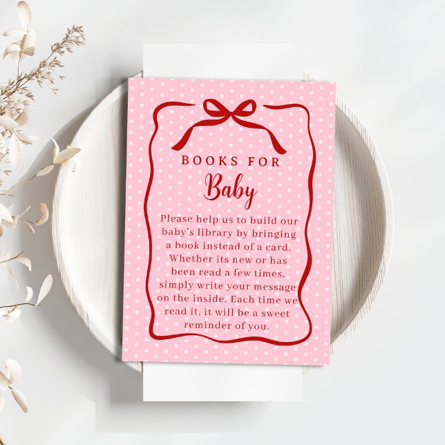 Red and Pink Valentines Books For Baby Shower Begleitkarte (Von Creator hochgeladen)