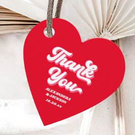 Red and Pink Valentines Wedding Vielen Dank Geschenkanhänger