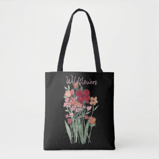 Red and Pink Wildflowers Text Tasche