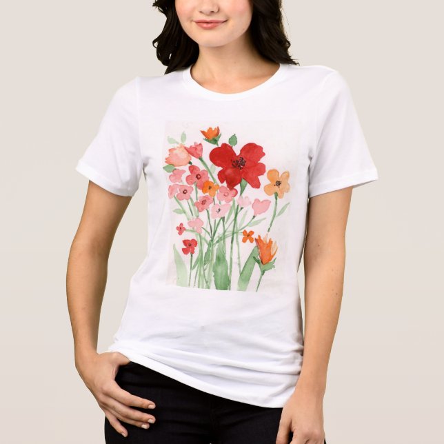 Red and Pink Wildflowers  Tri-Blend Shirt (Vorderseite)