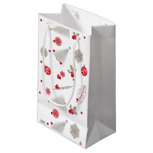 Red and Silver Christmas Geschenktasche - Klein, g Kleine Geschenktüte