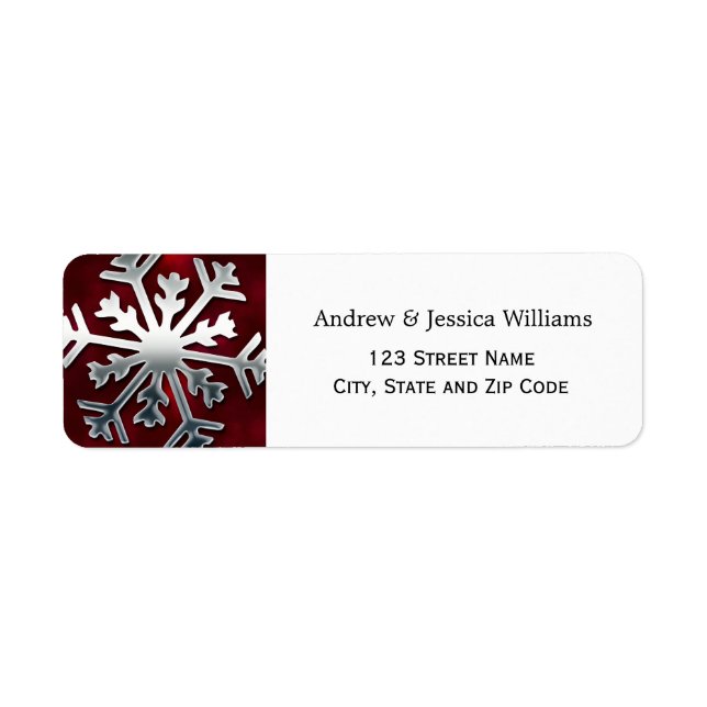 Red and Silver Snowflake Address Labels (Vorne)