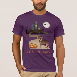Red and Tan Rottweiler Hund Halloween Spuk Haus T-Shirt