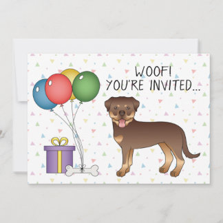 Red and Tan Rottweiler Niedlich Cartoon Dog - Gebu Einladung