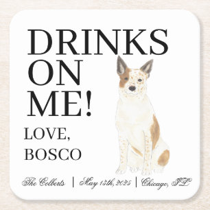 Red and White Australian Cattledog Heeler Wedding Rechteckiger Pappuntersetzer