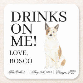Red and White Australian Cattledog Heeler Wedding Rechteckiger Pappuntersetzer