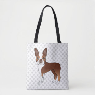 Red and White Boston Terrier Niedlicher Cartoon Do Tasche