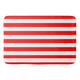 Red and White Cabana Stripes Badematte