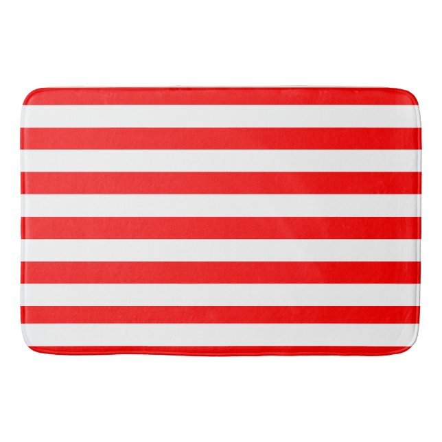 Red and White Cabana Stripes  Badematte (Vorderseite)