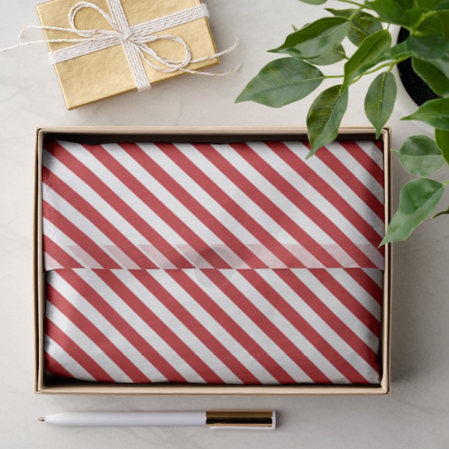 Red and White Candy Cane Striped Tissue Paper Seidenpapier (Geschenk)