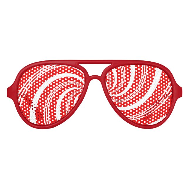 Red and White Candy Cane Twirl Partybrille (Vorderseite)