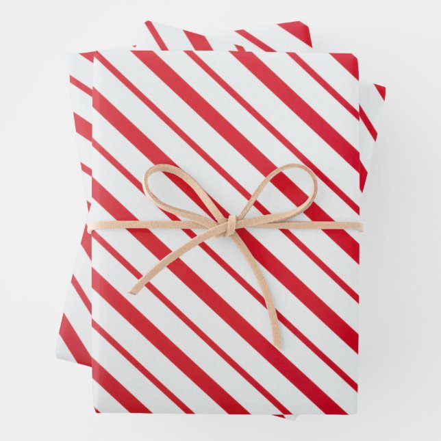 Red and White Candy Cane Weihnachtsmuster Geschenkpapier Set (Beispiel)
