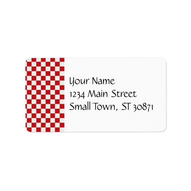 Red and White Checkered Pattern Country BBQ Colors Adressaufkleber (Vorne)