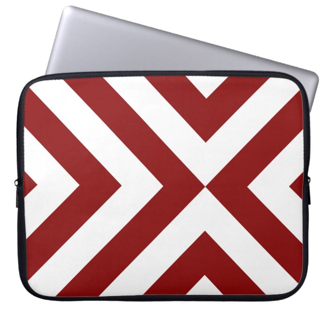 Red and White Chevrons Laptopschutzhülle (Vorderseite)