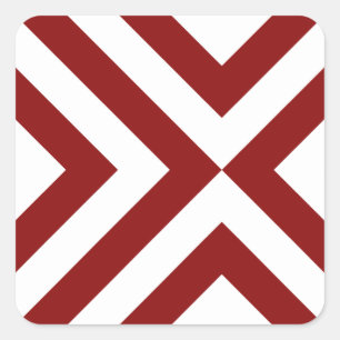 Red and White Chevrons Quadratischer Aufkleber