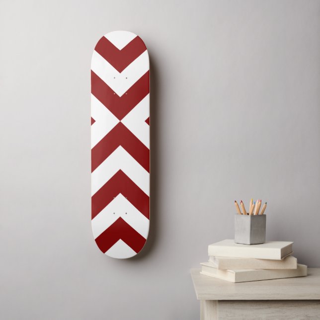 Red and White Chevrons Skateboard (Wandkunst)