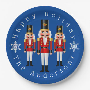 Red and White Christmas Nutcracker personalisieren Pappteller