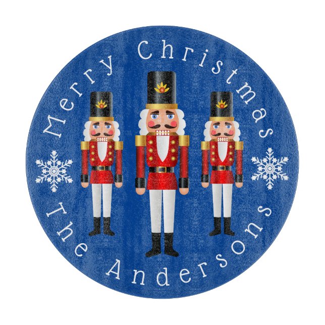 Red and White Christmas Nutcracker personalisieren Schneidebrett (Vorderseite)
