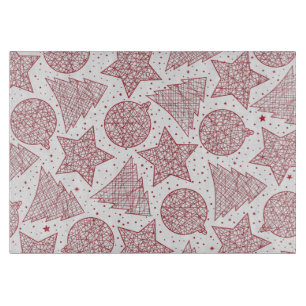 Red and White Christmas Patterns Cutting Board Schneidebrett